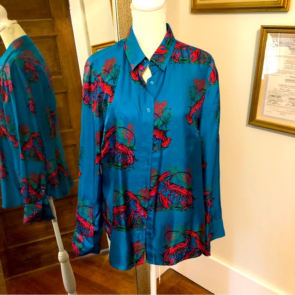 Jcrew Collection silk shirt lobsters